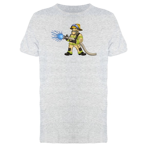 Firefighter Man Cartoon T-Shirt Men -Image by Shutterstock, Male XX-Large