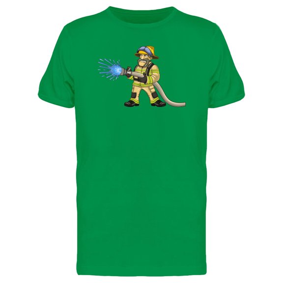 Firefighter Man Cartoon Tee Men's -Image by Shutterstock