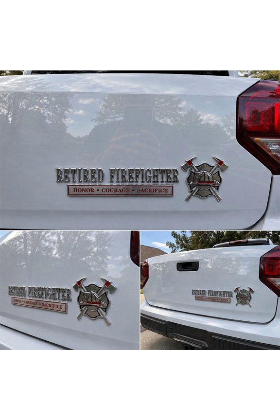 Firefighter Metal Car Emblem, Automotive Chrome Badge, Hero Honor Decal Sticker, Rust-Proof Alloy Construction, Strong Adhesive Tool-Free Installation, for Car Truck SUV Motorcycle Gift