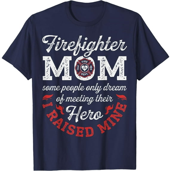 Firefighter Mom Mother's Day Thin Red Line Firefighting Softstyle Unisex T-Shirt,Navy Color,Size M