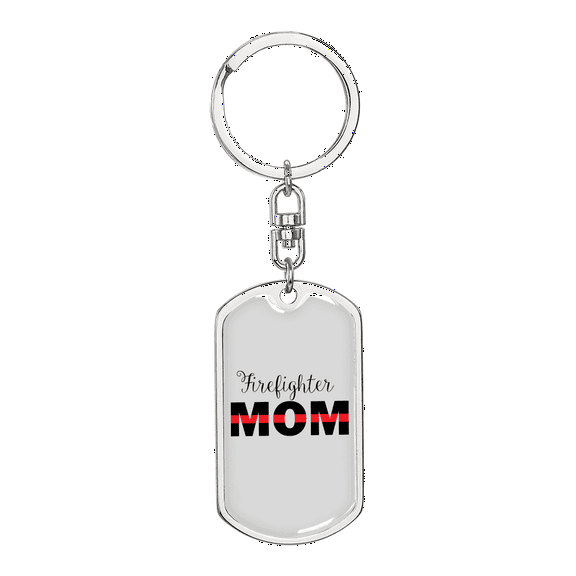 Firefighter Mom Stainless Steel or 18k Gold Premium Swivel Dog Tag Keychain