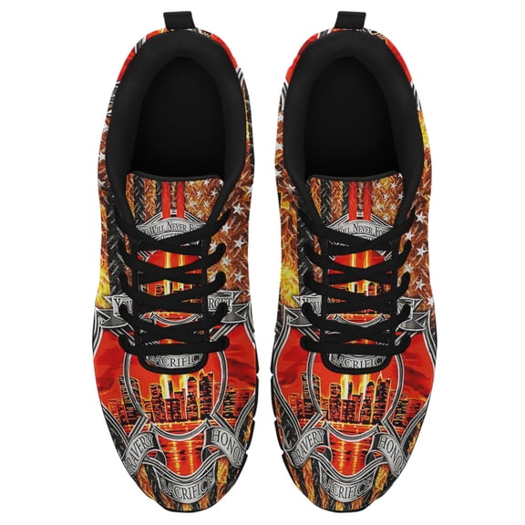Firefighter Never Forget 9 11 Running Shoes Sneakers Mesh Black Size 3.5
