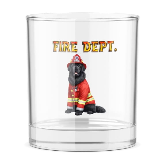 Firefighter Newfoundland Hero Rescue Fire Dept Fireman USA Flag 11oz Whiskey Glass Mug Newfie Dog Lover Gifts Whiskey Cocktail Glasses Cup - 02026
