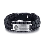 Firefighter Paracord Bracelet for Men - Mens Stainless Steel Nylon Rope Survival Cuff Firefighting Bracelets Fire Fighters Jewelry for Dad,Husband