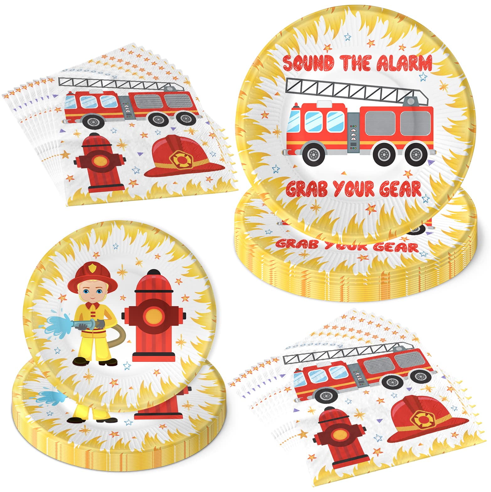 Firefighter Party Decorations Kit - Flamingo Theme Plates and Napkins for 20 Guests - Fun and ...