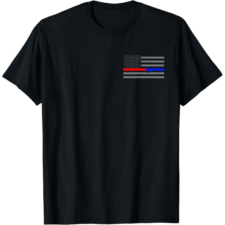 Firefighter Police Flag Thin Red Blue Line T-Shirt Firefighter Police Flag Thin Red Blue Line T-Shirt