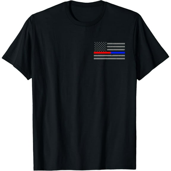 Firefighter Police Flag Thin Red Blue Line T-Shirt