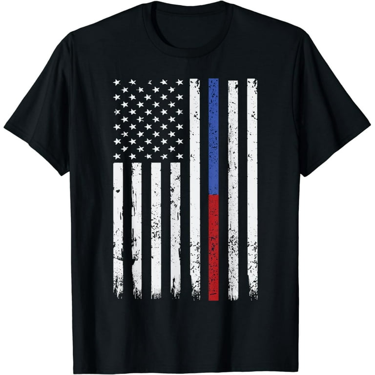 Firefighter Police Flag Thin Red Blue Line T-Shirt Firefighter Police Flag Thin Red Blue Line T-Shirt