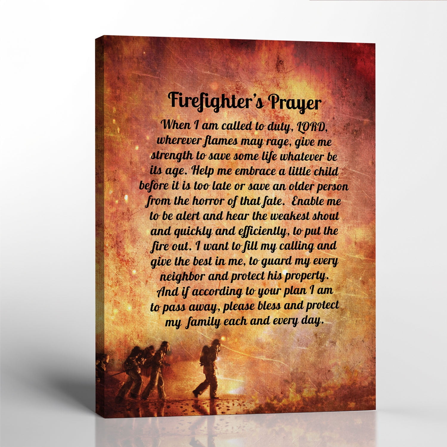 Firefighter Prayer Canvas Print, Firefighter Gifts For Men, Firefighter Decor, Ready To Hang for Living Room Home Wall Decor 11x14