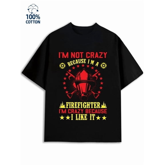 Firefighter Pride mens funny humor 180G 100% Cotton black funny humor husband Classic Unisex Shirt Graphic tshirts Fashion Unisex Shirt Graphic Tee tshirts