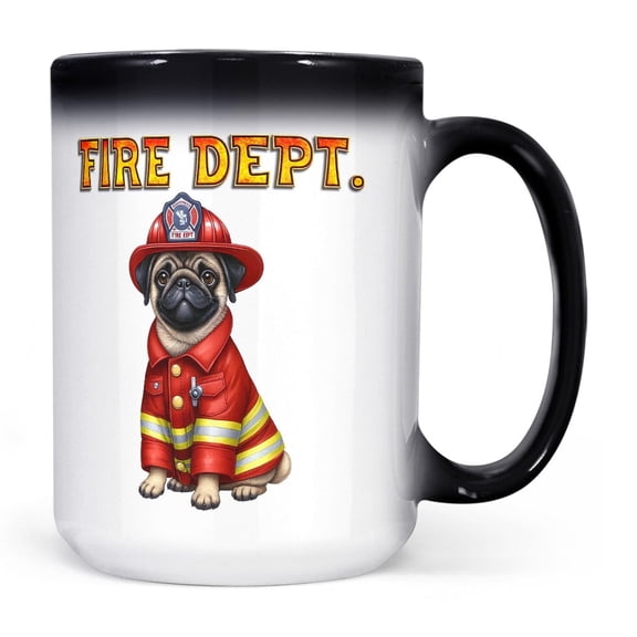 Firefighter Pug Hero Rescue Fire Dept Fireman USA Flag Heat Color Changing Mug Dog Lover Gifts Magic Coffee Mug - 02026