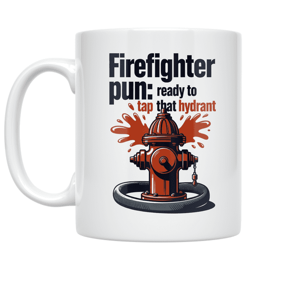 Firefighter Pun Ready to Tap That Hydrant - First Responder - 11 oz Ceramic Coffee Mug