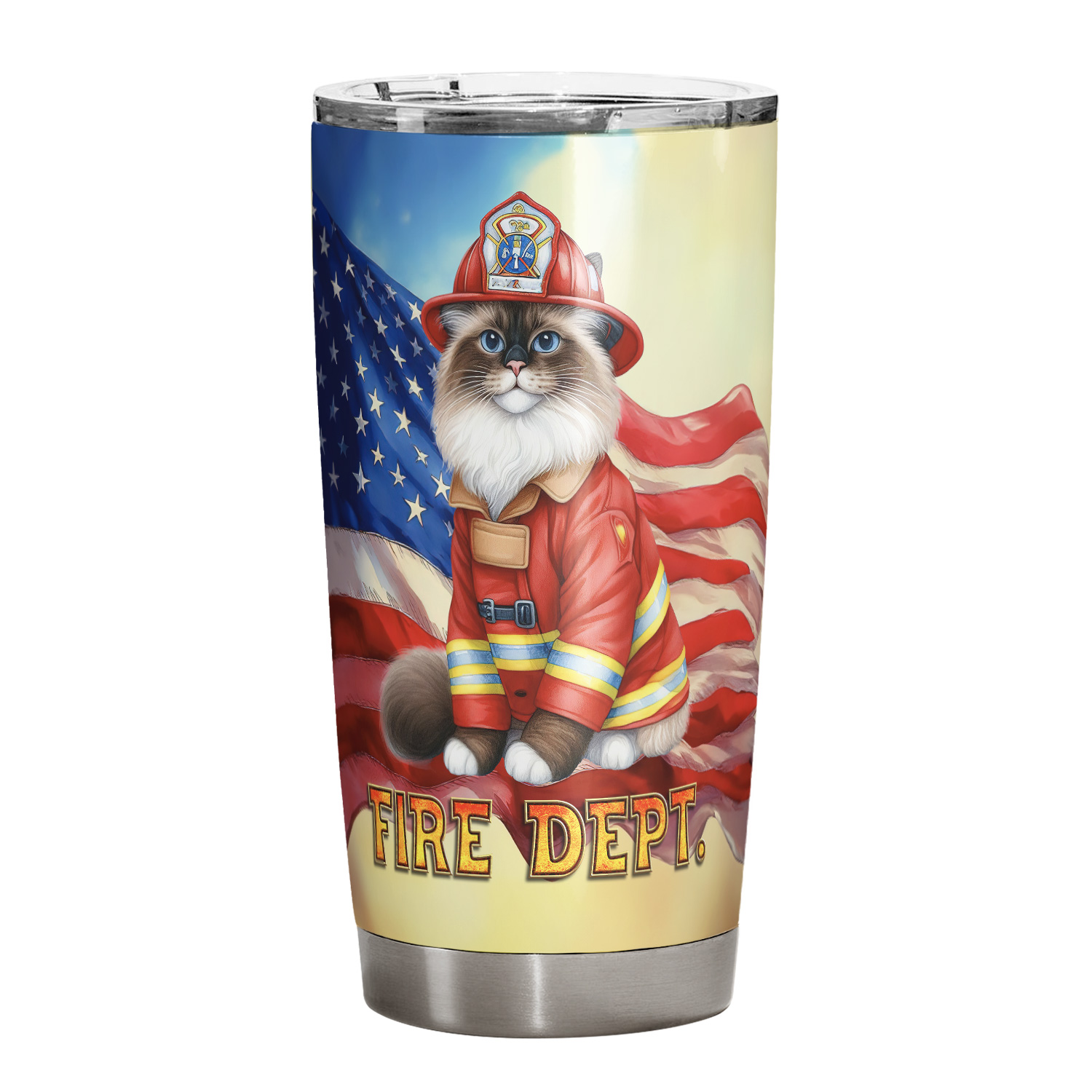 Firefighter Ragdoll Hero Rescue Fire Dept Fireman USA Flag 20oz ...