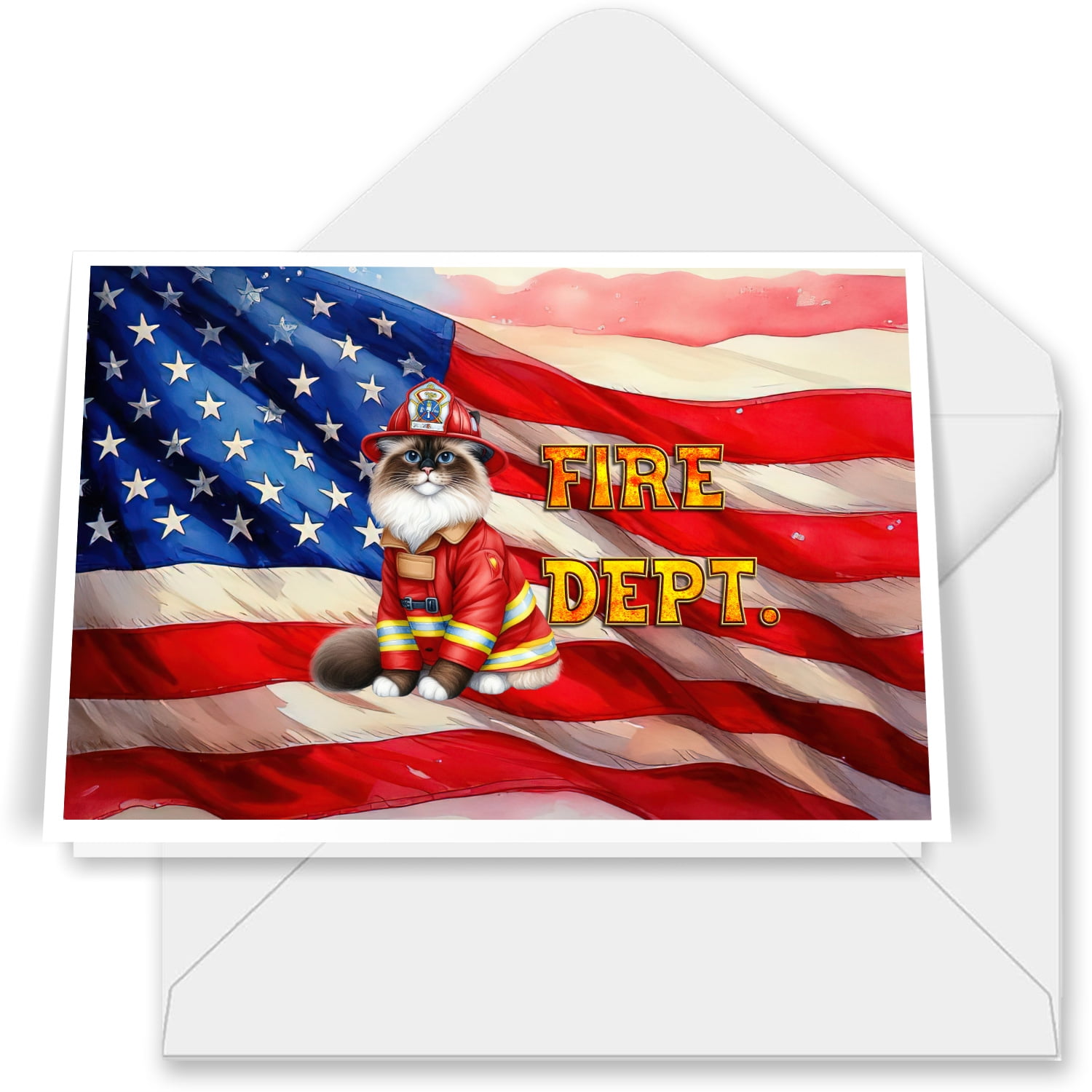 Firefighter Ragdoll Hero Rescue Fire Dept Fireman USA Flag 7x5in Folded ...