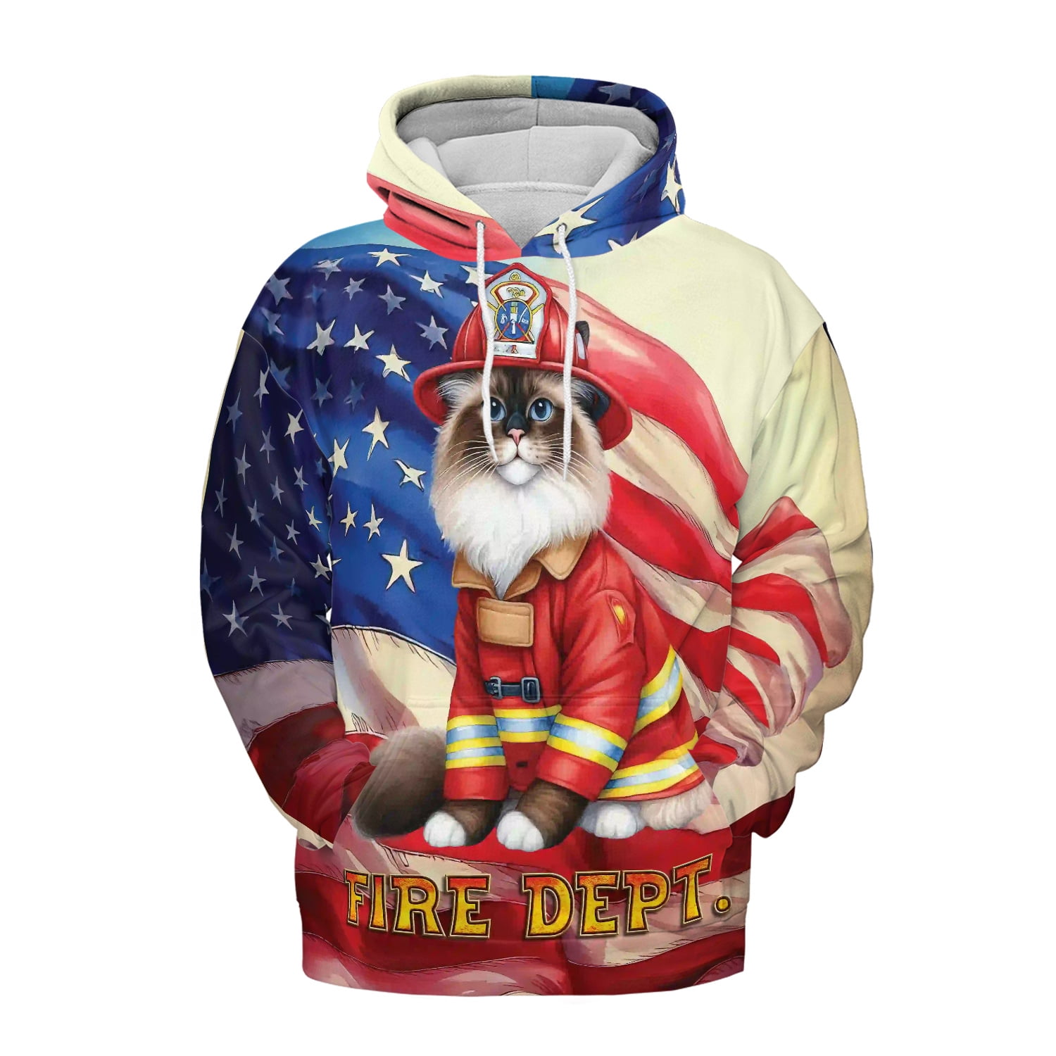 Firefighter Ragdoll Hero Rescue Fire Dept Fireman USA Flag All Over ...