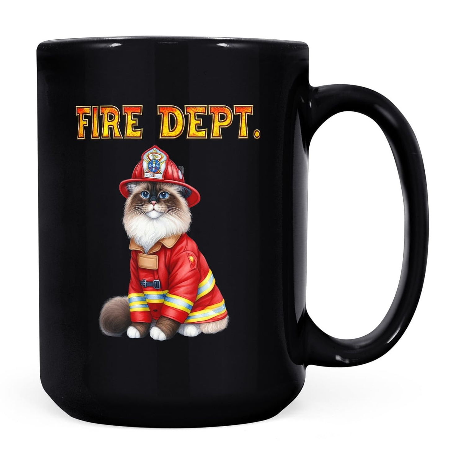Firefighter Ragdoll Hero Rescue Fire Dept Fireman USA Flag Mug Cat ...