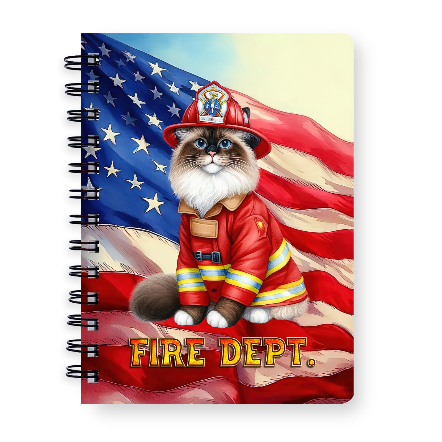 Firefighter Ragdoll Hero Rescue Fire Dept Fireman USA Flag Spiral Bound ...