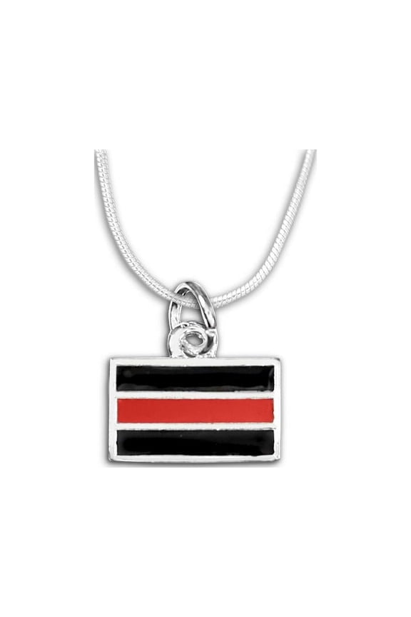 Firefighter Rectangle Red Line Necklaces