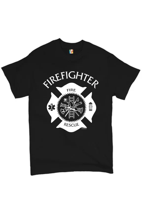 Firefighter Rescue Emblem Graphic Thin Red Line Fire Dept Hero Unisex T-Shirt, S-5XL