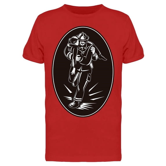 Firefighter Rescuing A Girl Tee Men's -Image by Shutterstock