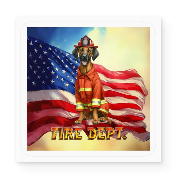Firefighter Rhodesian Ridgeback Hero Rescue Fire Dept Fireman USA Flag Vinyl Sticker Ridgebacks Dog Lover Gifts Waterproof Decal Art Decor - 02026