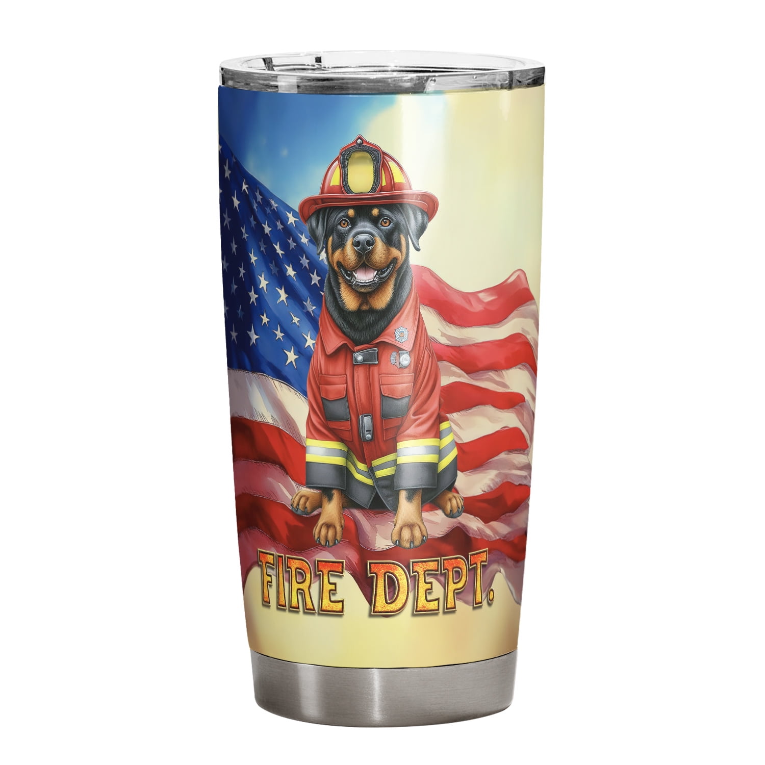 Firefighter Rottweiler Hero Rescue Fire Dept Fireman USA Flag 20oz ...