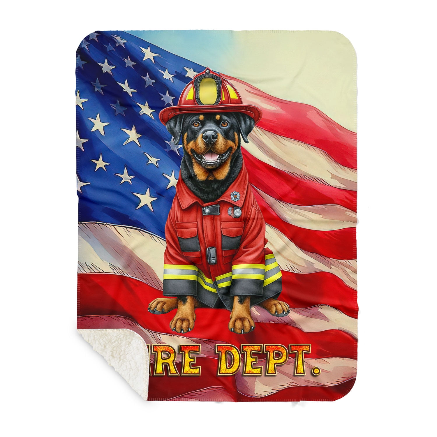 Firefighter Rottweiler Hero Rescue Fire Dept Fireman USA Flag Cozy ...