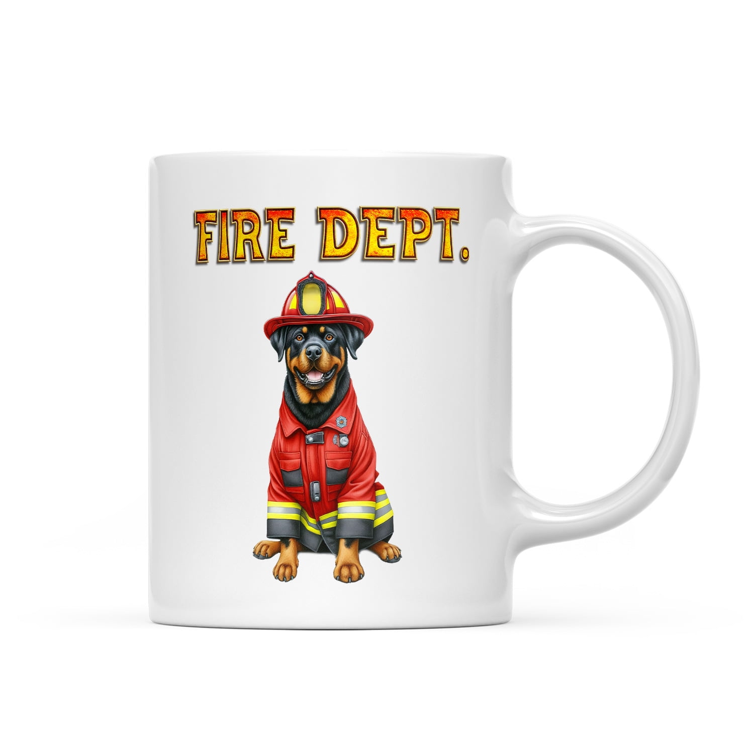 Firefighter Rottweiler Hero Rescue Fire Dept Fireman USA Flag Mug ...