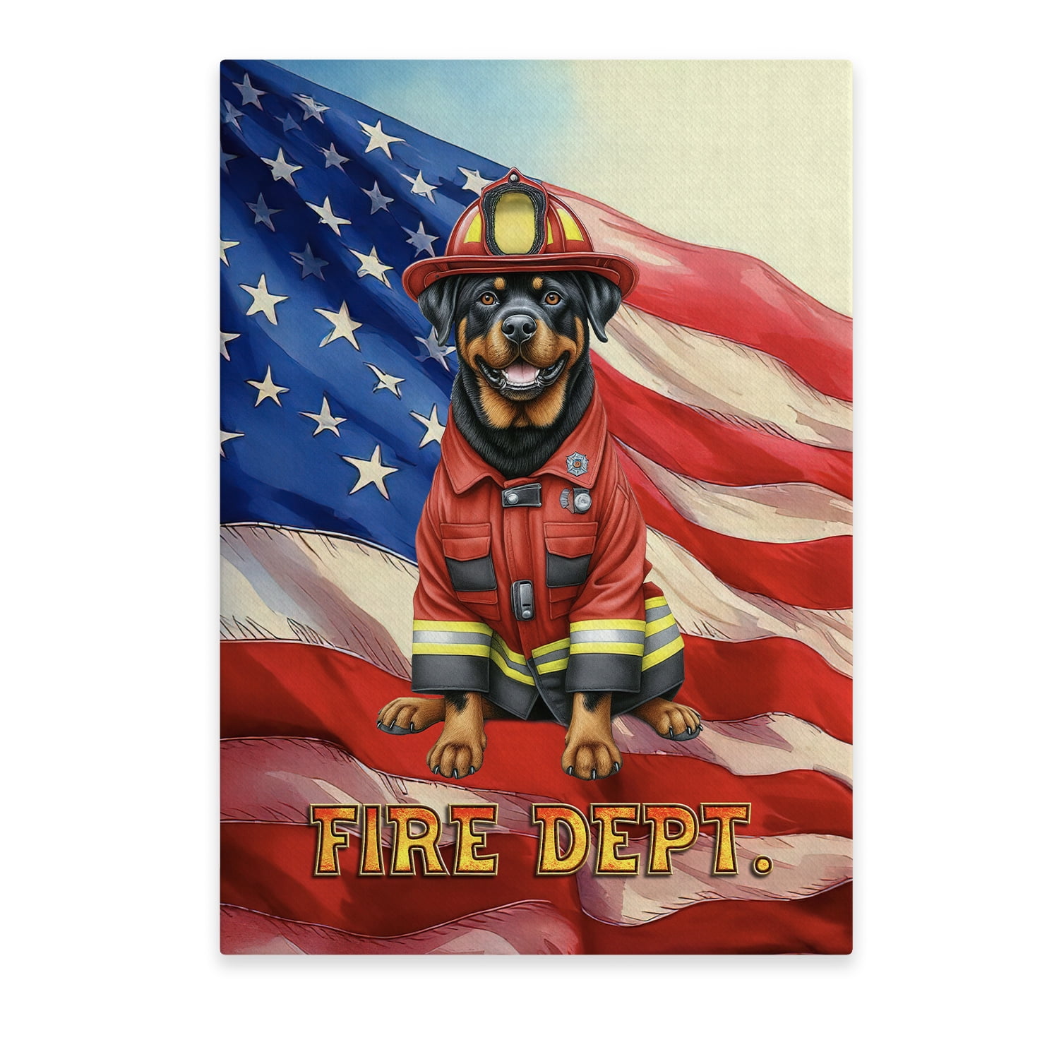 Firefighter Rottweiler Hero Rescue Fire Dept Fireman USA Flag Vertical ...