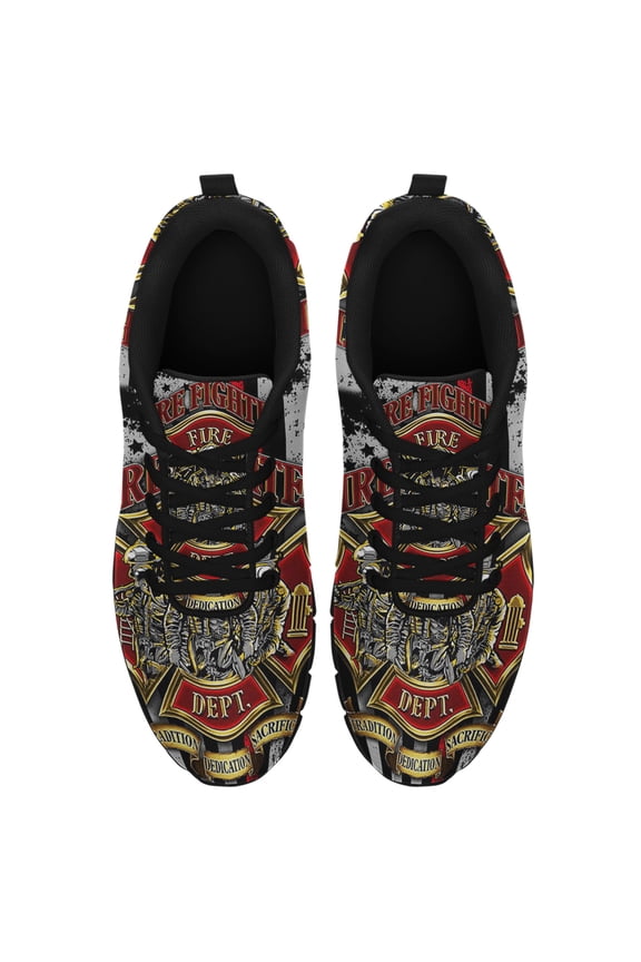 Firefighter Running Shoes Sneakers Mesh Black Size 13