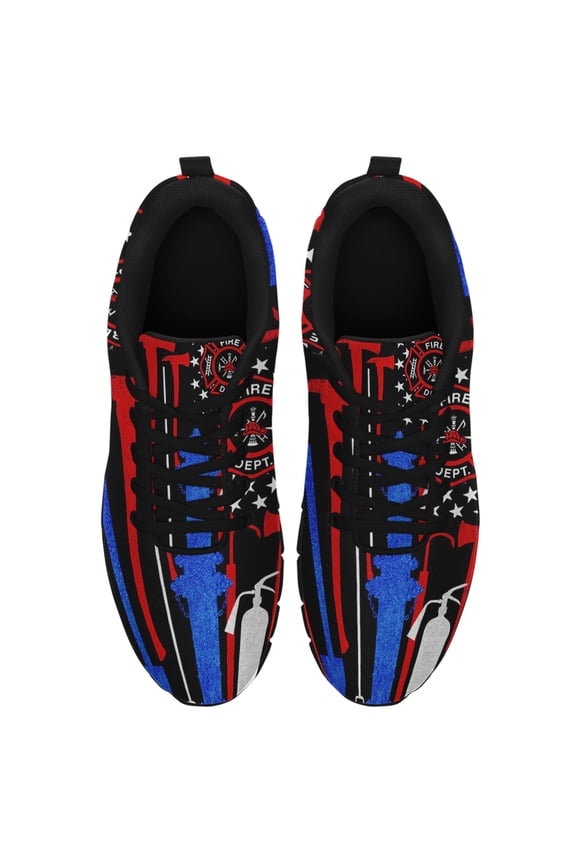 Firefighter Running Shoes Sneakers Mesh Black Size 6