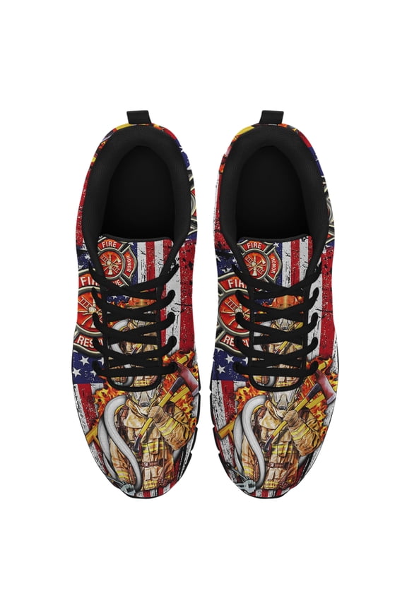 Firefighter Running Shoes Sneakers Mesh Black Size 8