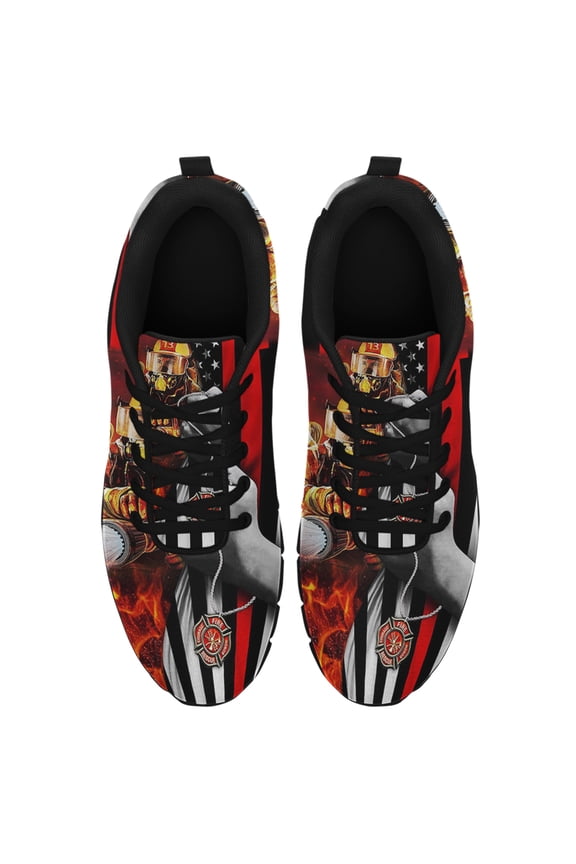 Firefighter Running Shoes Sneakers Mesh Black Size 9
