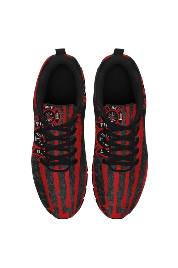 Firefighter Running Shoes Sneakers Mesh Black Size 9