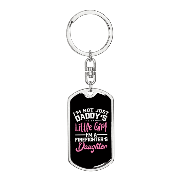 Firefighter'S Little Girl Dog Tag Keychain Stainless Steel Silver Tone or Gold Tone