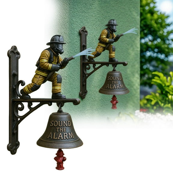 Firefighter Shaped Decorative Doorbell, Themed Decorative Doorbell Hanger Unique Design For Front Door Durable Hanging Ornament For Home And, Hangs
