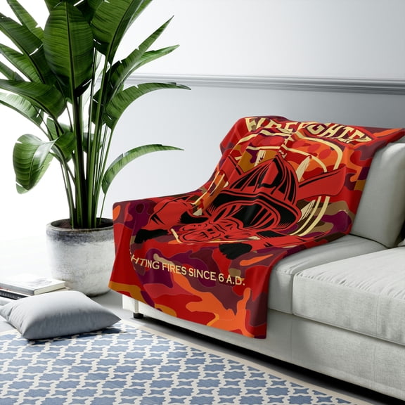 Firefighter Sherpa Fleece Blanket - Camo Color Code 0091
