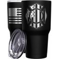 thumbnail image 1 of Firefighter Shield - Coffee Tumbler - American Flag Coffee Travel Mug - Engraved Tumbler - Double Insulated Tumbler - 30 oz, 1 of 6