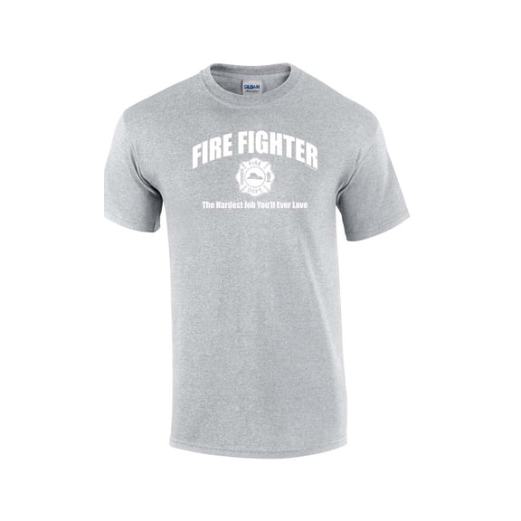 Firefighter Short Sleeve T-shirt The Hardest Job You'll Ever Love-Sportsgray-5Xl