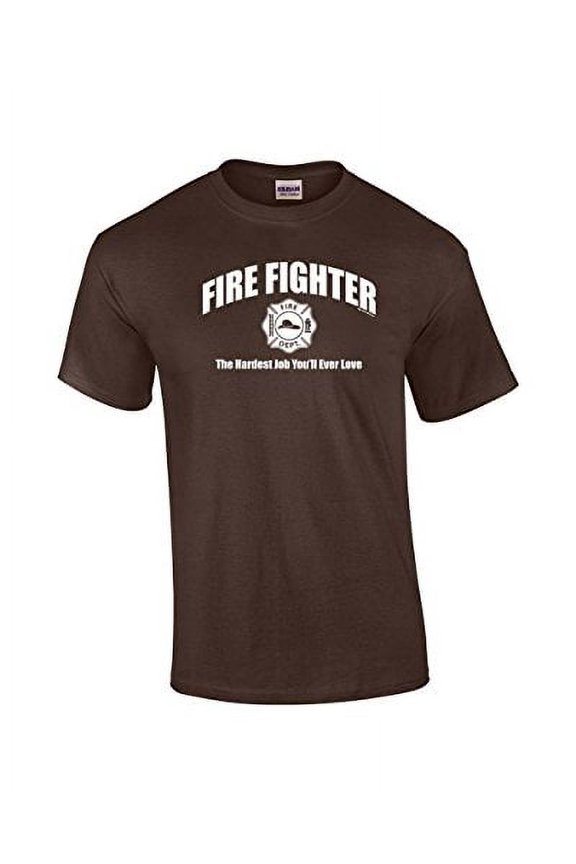 Firefighter Short Sleeve T-shirt The Hardest Job You'll Ever Love-brown-5xl