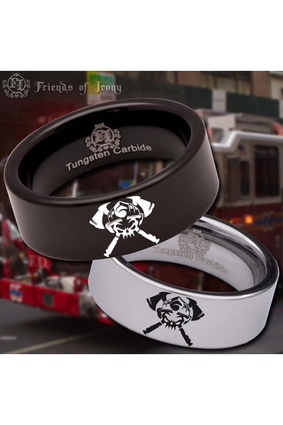 Firefighter Skull Tungsten Carbide Ring