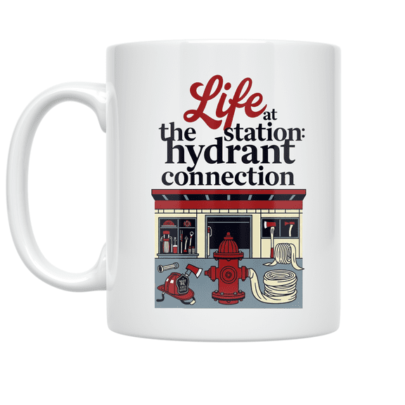 Firefighter Station Life Hydrant Connection - Firefighter Enthusiast - 11 oz Ceramic Coffee Mug