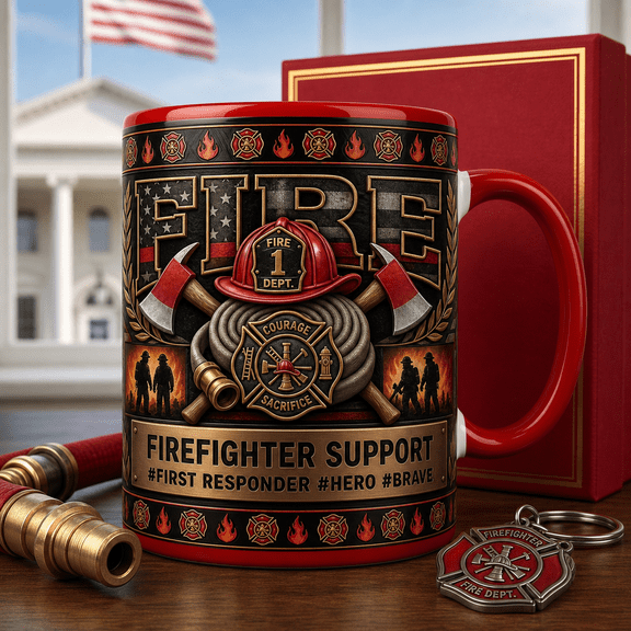 Firefighter Appreciation Mug, 3D Effect First Responder Gift