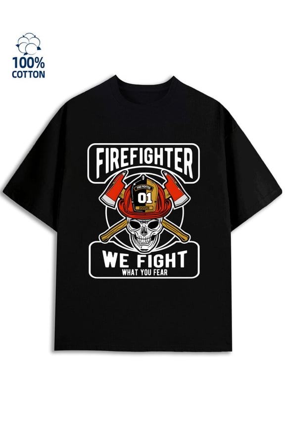 Firefighter Tee mens 180G 100% Cotton black Original Unisex Shirt Printed tshirts Classic Unisex Shirt Graphic Tee tshirts Vintage Unisex Shirt Short Sleeve tshirts Basic Unisex Shirt Cotton tshirts