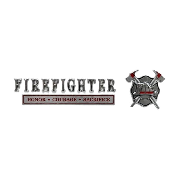Firefighter Text Skull Helmet Metal Car Badge Anti-fade Vehicle Body Decor Sticker Emblem