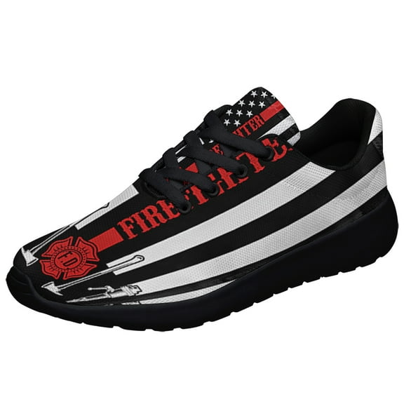 Firefighter The Thin Red Line American flag Shoes Sneakers Black Size 3.5