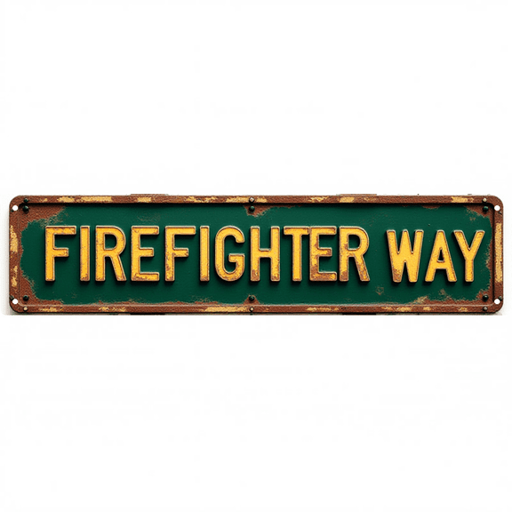 Firefighter Tin Sign 16x4 Inch Firefighter Way Design - Great for Garage, Office, Outdoor Professional Decor