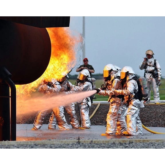 Firefighter Training Class - 20x30 Inch Glossy Laminated Aviation Poster - Stunning Detail and Bold Colors