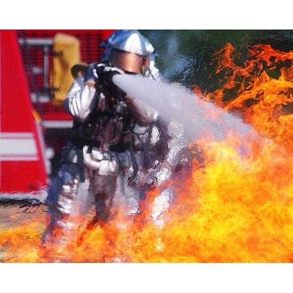 Firefighter Training Exercise - 24x36 Inch Laminated Aviation Poster - Stunning Detail and Bold Colors