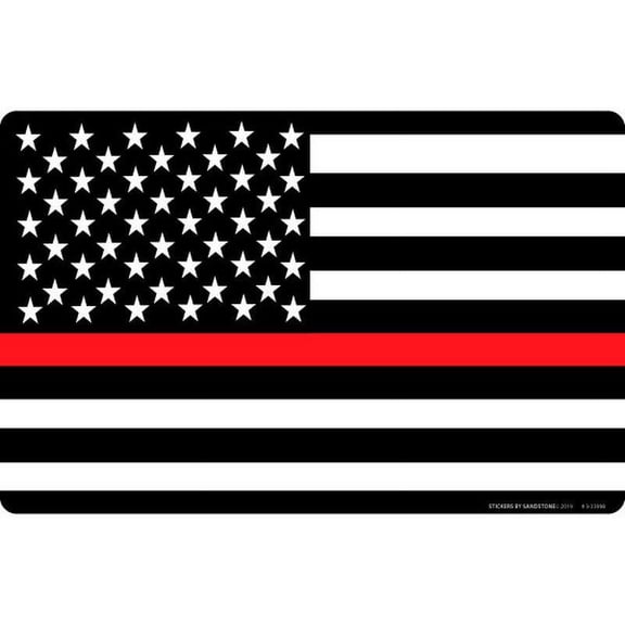 Firefighter Tribute American Flag - Postcard Sized Vinyl Sticker 6" x 4"